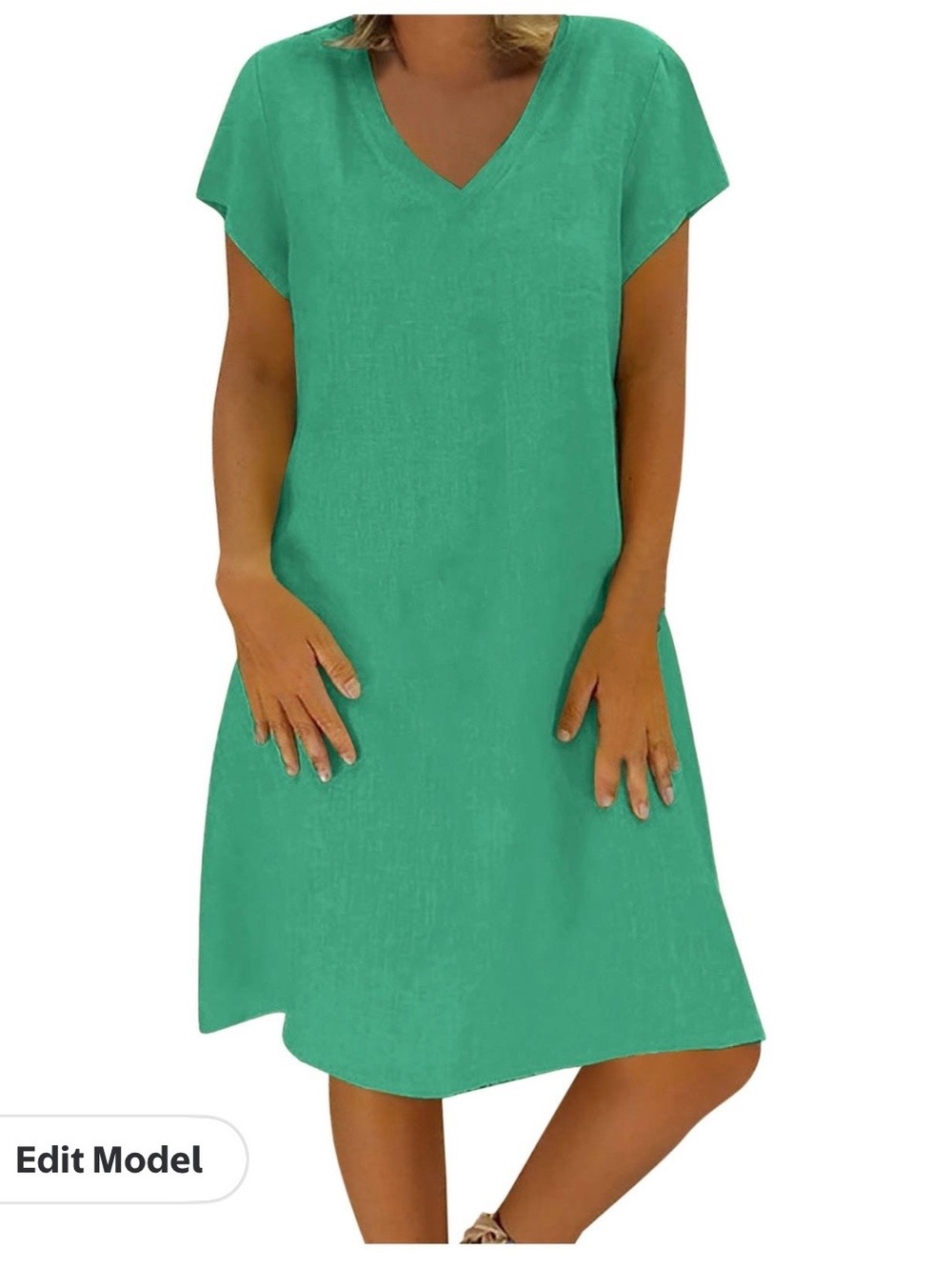 Viadha
Women Casual Summer Dress Solid Short Sleeve Cotton and Linen XL